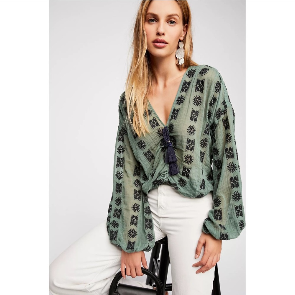 Free People Embroidered Top XS